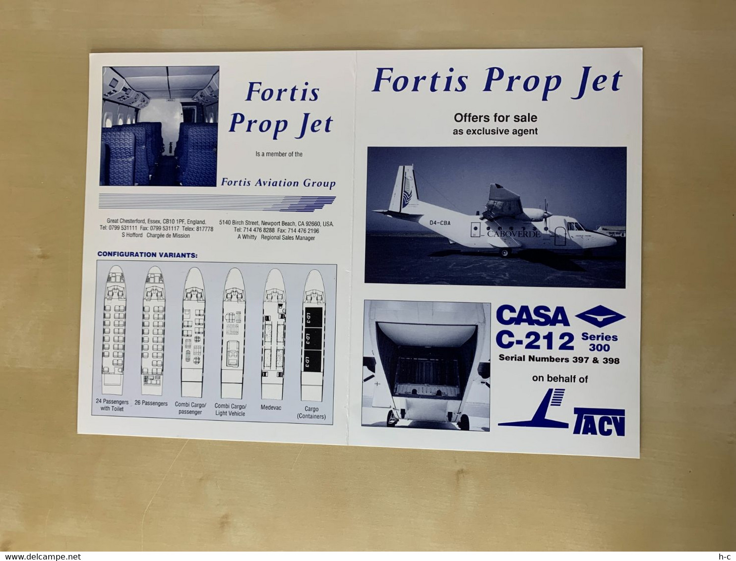 Aircraft / Avion For Sale Publicity Leaflet - Casa C-212 Cape Verde Airlines - Advertenties