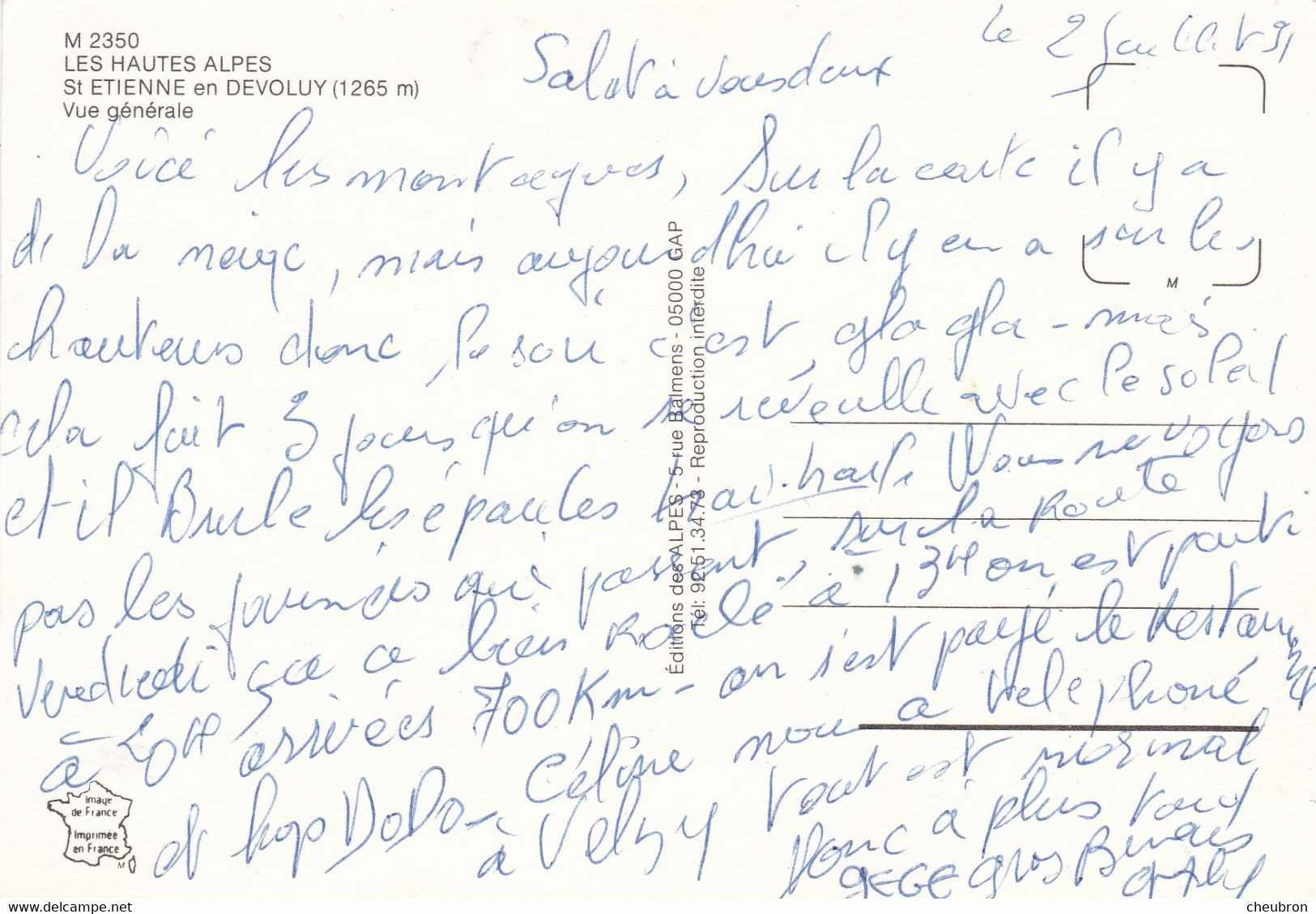 05. SAINT ETIENNE EN DEVOLUY. VUE GENERALE + TEXTE ANNEE 1991 - Saint Etienne En Devoluy