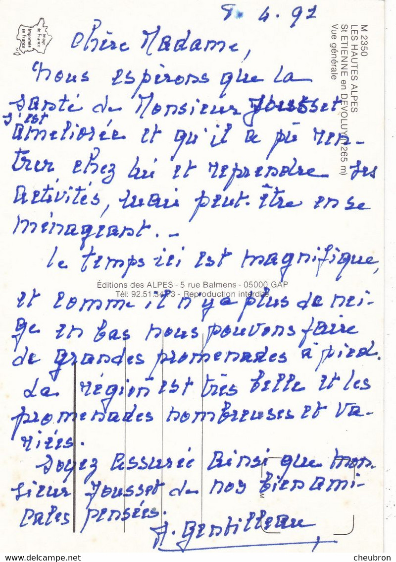 05. SAINT ETIENNE EN DEVOLUY. VUE GENERALE + TEXTE ANNEE 1991 - Saint Etienne En Devoluy