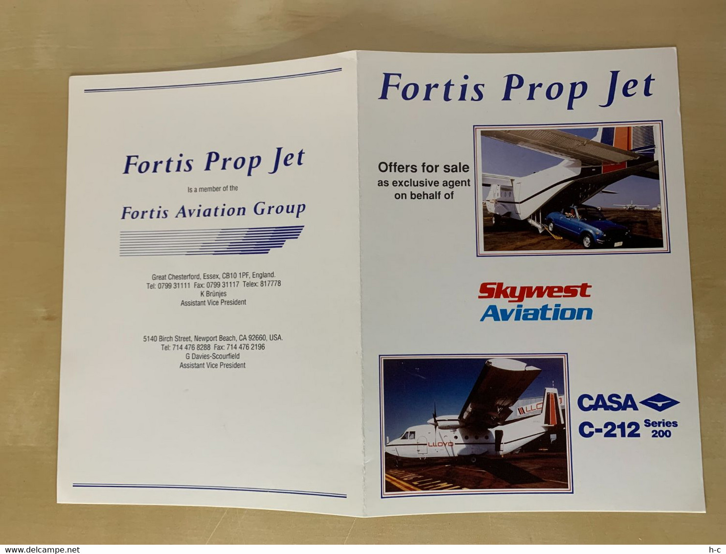 Aircraft / Avion For Sale Publicity Leaflet - Casa C-212 Skywest Aviation - Advertenties