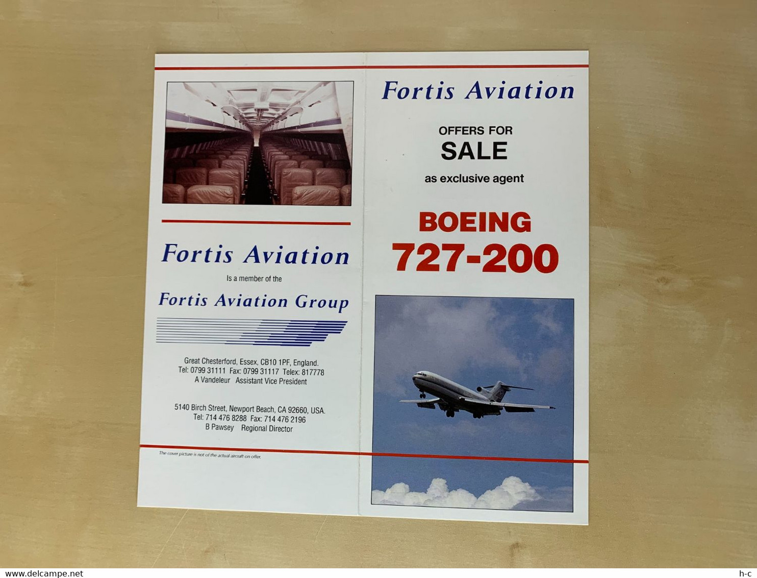 Aircraft / Avion For Sale Publicity Leaflet - Boeing 727-200 - Werbung