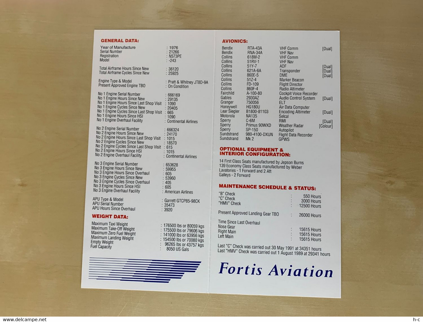 Aircraft / Avion For Sale Publicity Leaflet - Boeing 727-200 - Advertisements