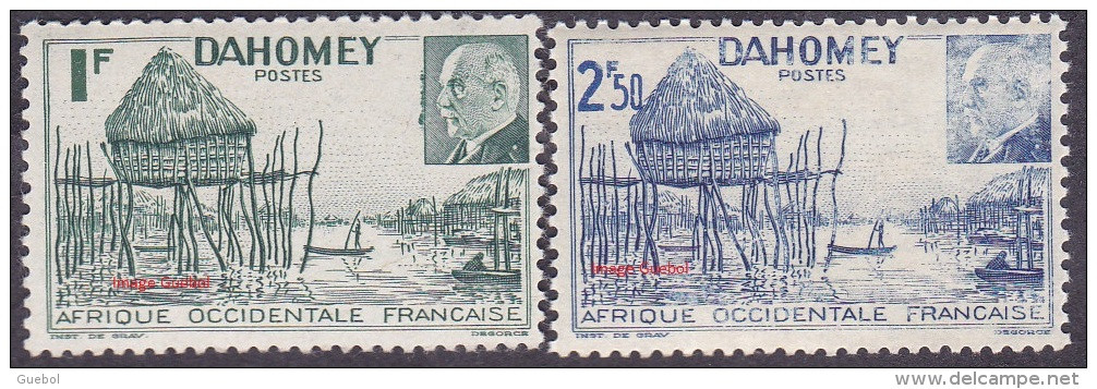 Colonie Fr. Maréchal Pétain Détail De La Série ** Dahomey N° 149 Et 150 Village Lacustre - 1941 Série Maréchal Pétain