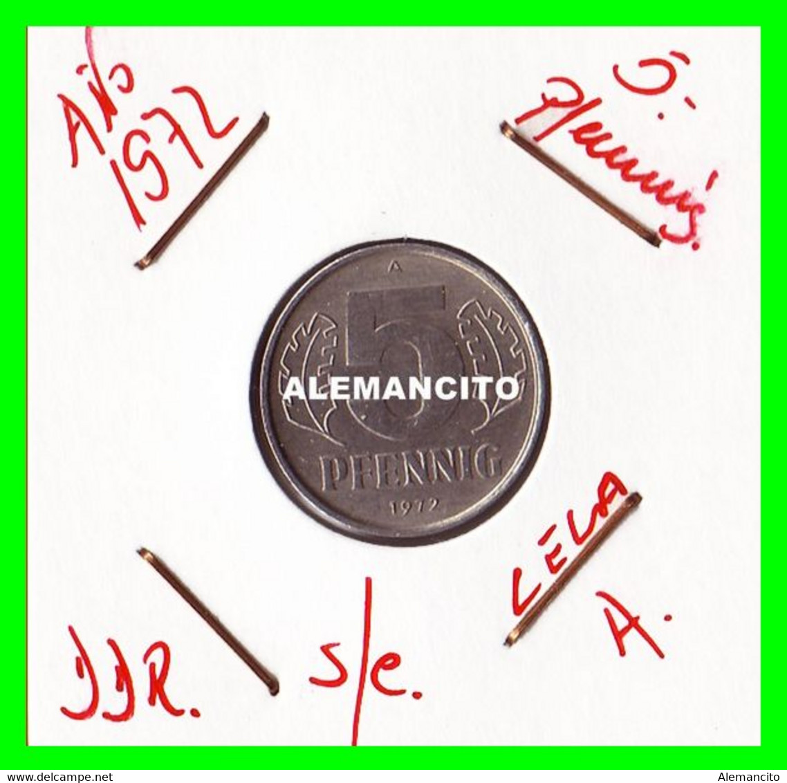 ( GERMANY ) REPUBLICA DEMOCRATICA DE ALEMANIA ( DDR ) MONEDAS DE 5 PFENNING AÑO 1972 CECA-A - 5 Pfennig