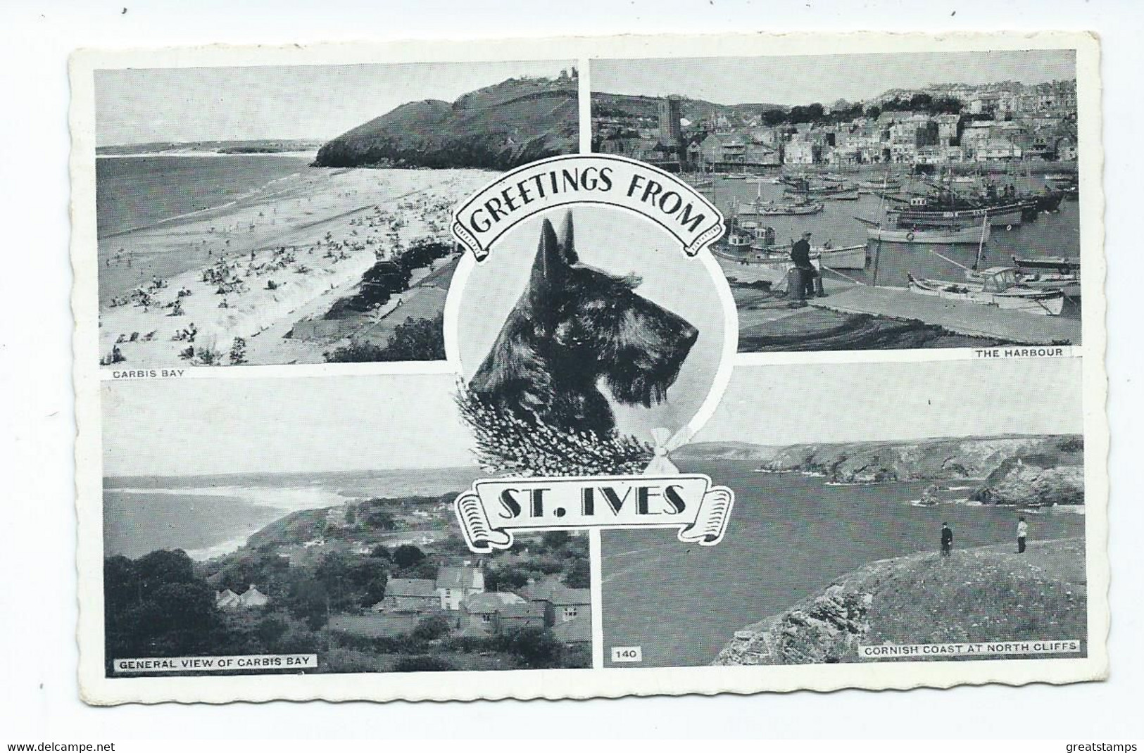 Postcard Cornwall St.ives Scotty Dog Multiview Greetings From  Posted 1960 - St.Ives