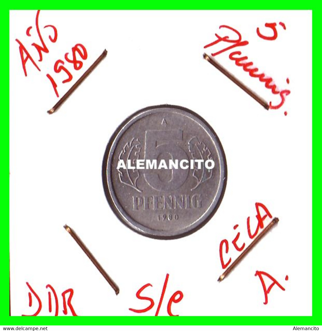 ( GERMANY ) REPUBLICA DEMOCRATICA DE ALEMANIA ( DDR ) MONEDAS DE 5 PFENNING AÑO 1980 CECA-A - 5 Pfennig