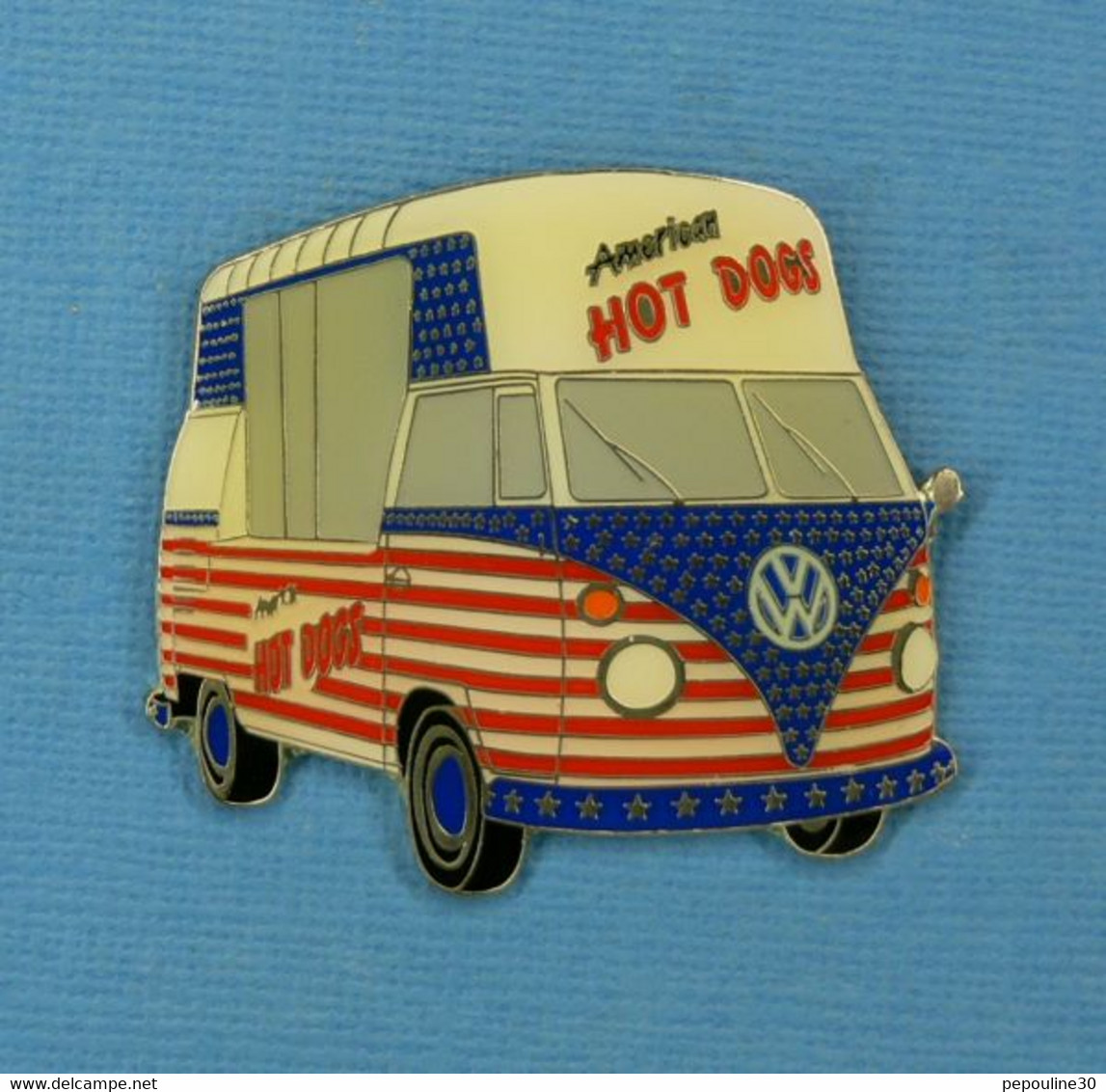 1 PIN'S //  ** MYTHIQUE COMBI SNACK / VOLKSWAGEN TRANSPORTER / AMERICAN HOT DOGS ** - Volkswagen