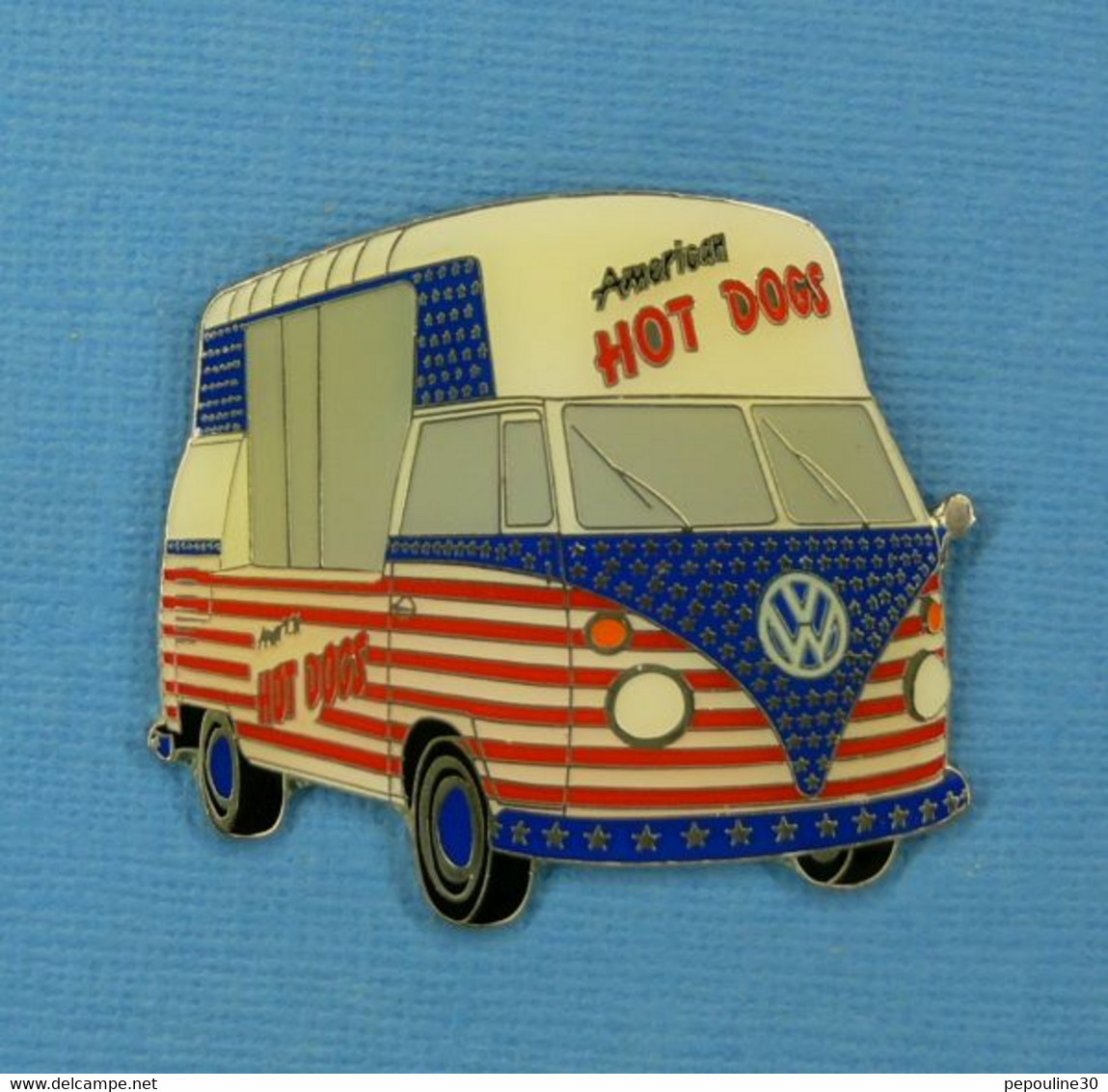 1 PIN'S //  ** MYTHIQUE COMBI SNACK / VOLKSWAGEN TRANSPORTER / AMERICAN HOT DOGS ** - Volkswagen