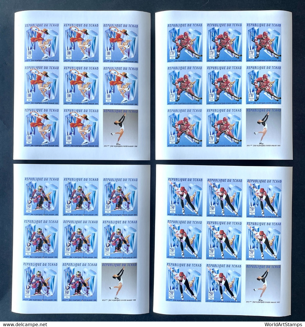 Stamps Full Set In Sheets Olympic Games Nagano 98 Chad Imperf. - Invierno 1998: Nagano