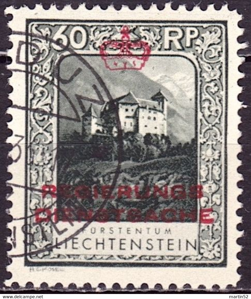 Liechtenstein 1932: REGIERUNGS-DIENSTSACHE Zu+Mi D 7 B (Perforation 11 1/2) Mit Halbmond-Stempel VADUZ (Zu CHF 45.00) - Dienstzegels