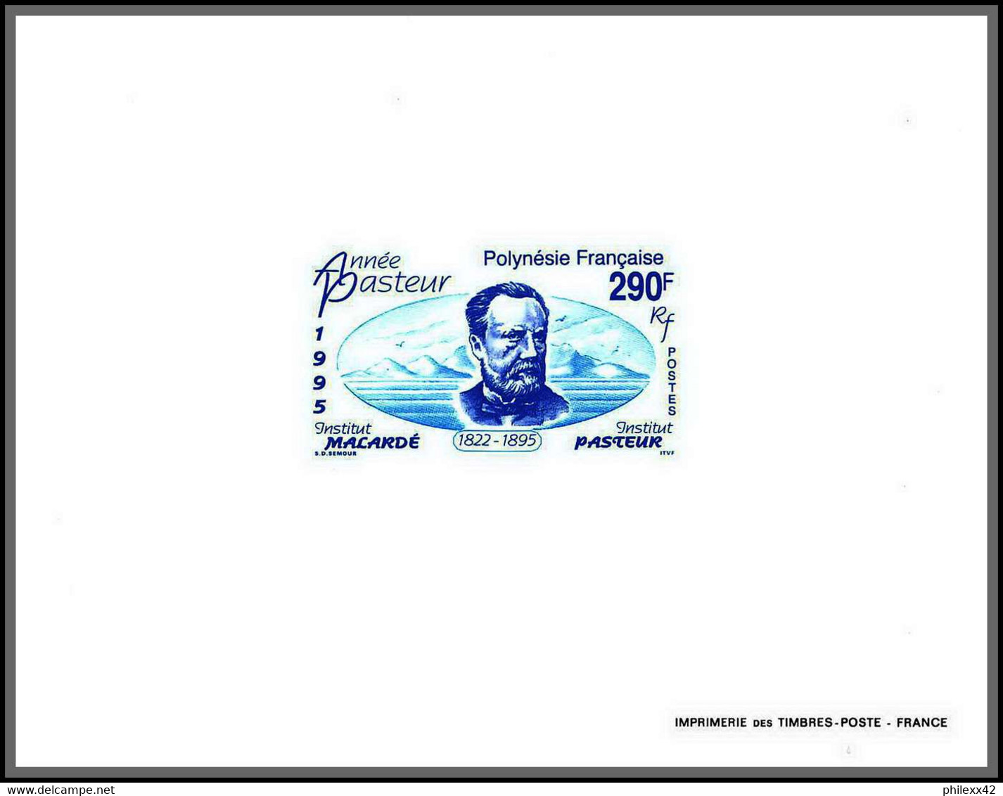 2239/ Polynésie PA Airmail N°481 Centenaire De La Mort De LOUIS PASTEUR Institut 1995 Macardé épreuve Deluxe Proof - Louis Pasteur