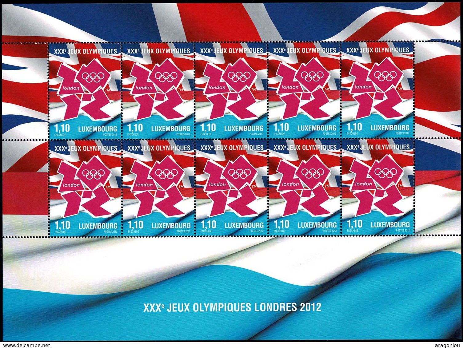 Luxembourg Luxemburg 2012 Centenaire Comité Olympique Feuille 10x 1,10€ Neuf MNH** - Feuilles Complètes