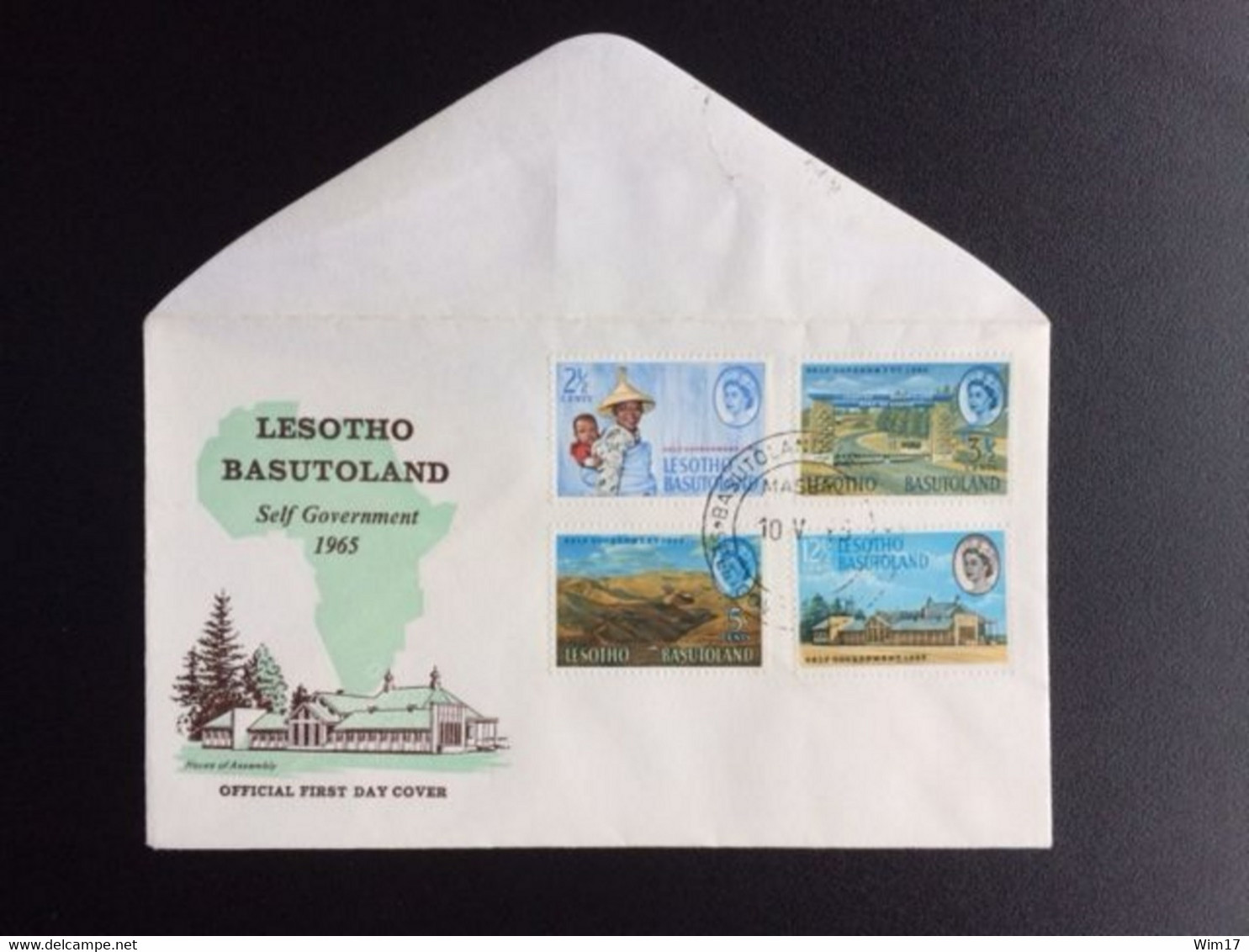 BASUTOLAND LESOTHO 1965 FDC SELF GOVERNMENT BLANC - 1965-1966 Autonomía Interna