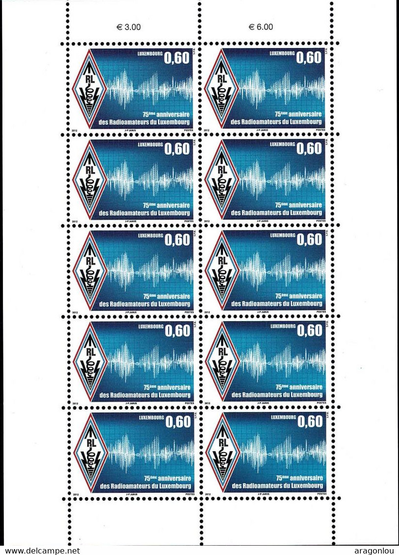 Luxembourg Luxemburg 2012 Emission D'Ondes Feuille 10x 0,60€ Neuf MNH** - Hojas Completas