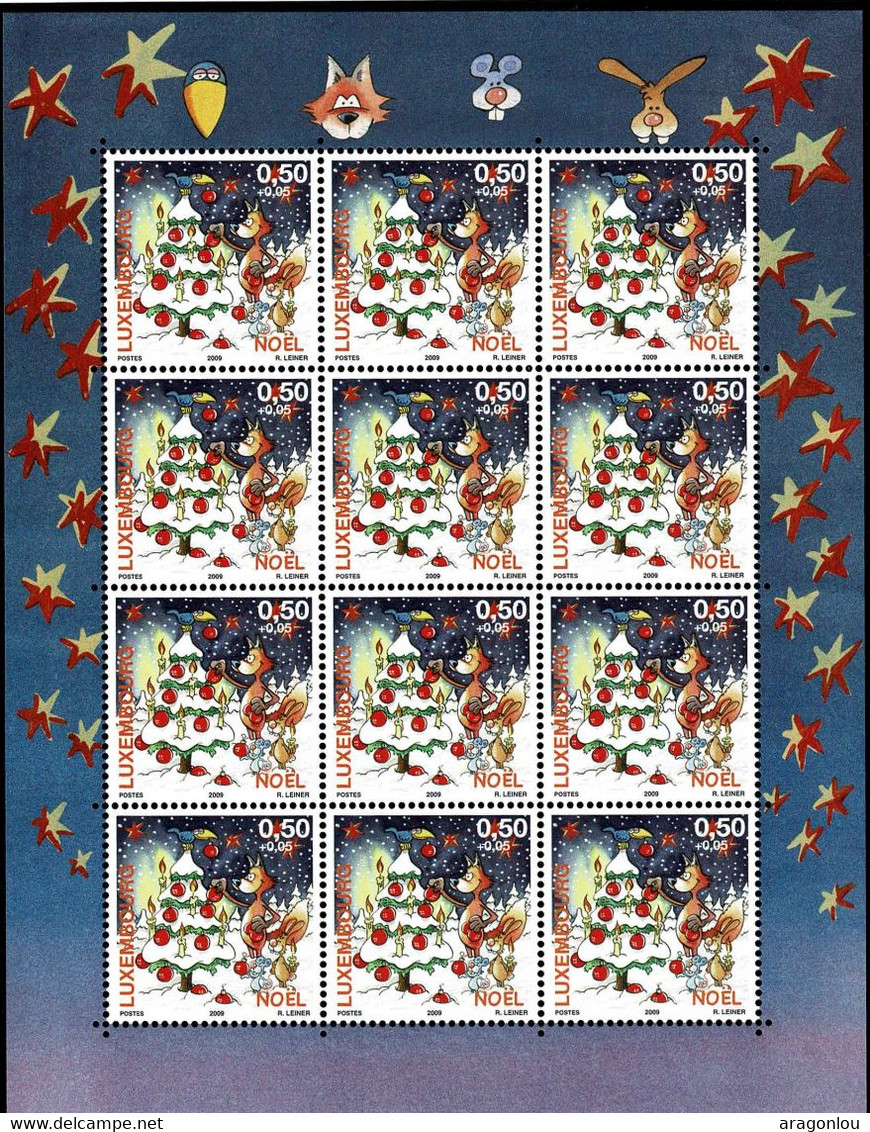 Luxembourg Luxemburg 2009 Noël Feuille 12x 0,50€ Neuf MNH** - Full Sheets