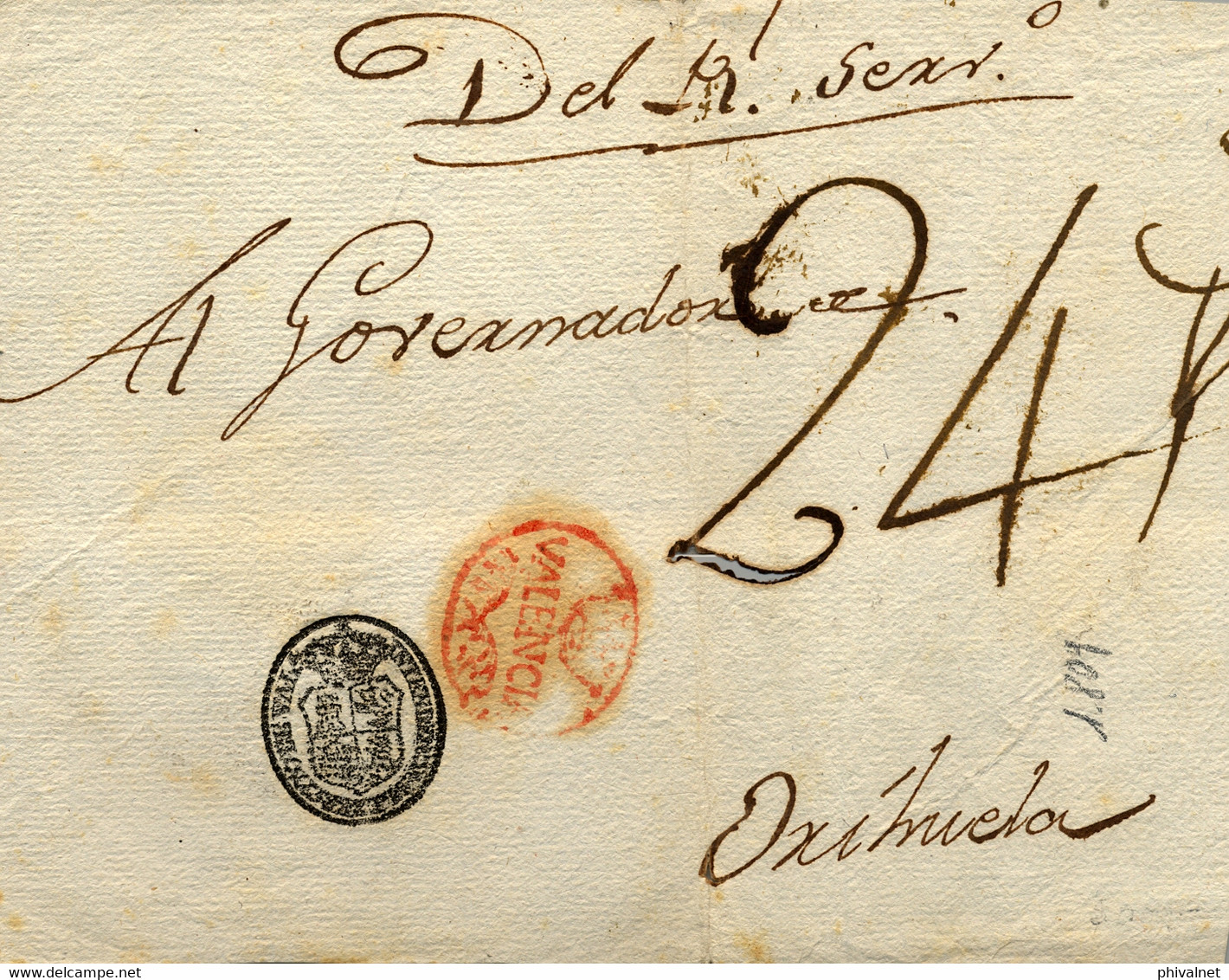 CIRCA 1804 , VALENCIA , FRONTAL DEL REAL SERVICIO CIRCULADO A ORIHUELA , MARCA PREFILATÉLICA Y DE INTENDENCIA - ...-1850 Prephilately