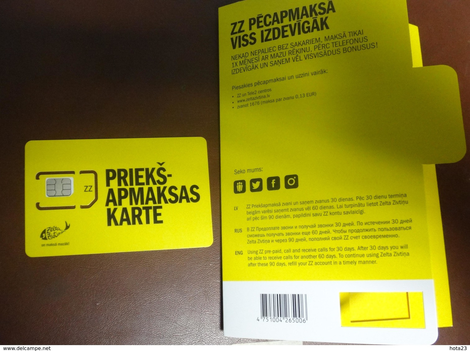 2019   LATVIA MOBIL PHONE CARD WITH CHIP  MINT  Provider  GOLD FISH + INSTRUCTION MANUAL IN ENGLISH - Latvia