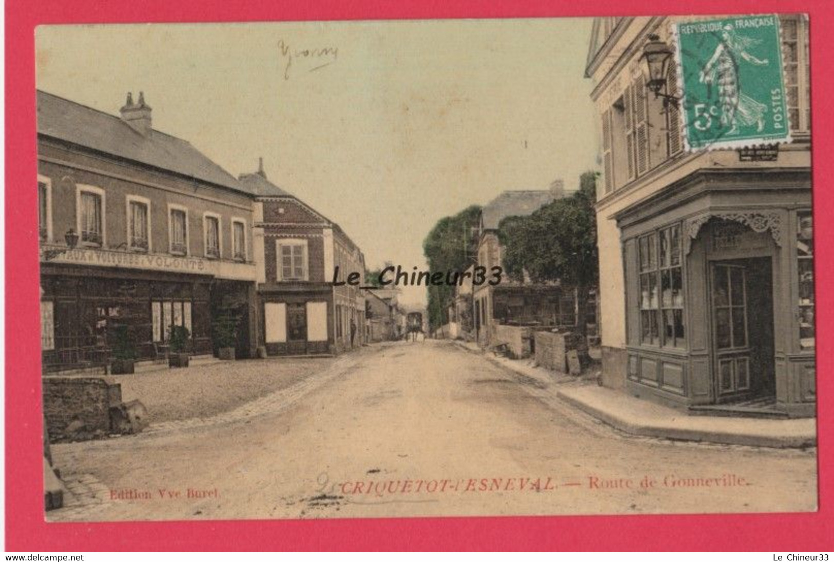 76 - CRIQUETOT L'ESNEVAL---Route De Gonneville---commerces--toilé--Colorisée - Criquetot L'Esneval