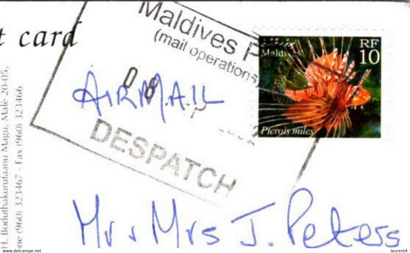 (3 F 32) Maldives Islands (posted To Australia 2002) Fish / Poissons - Maldivas