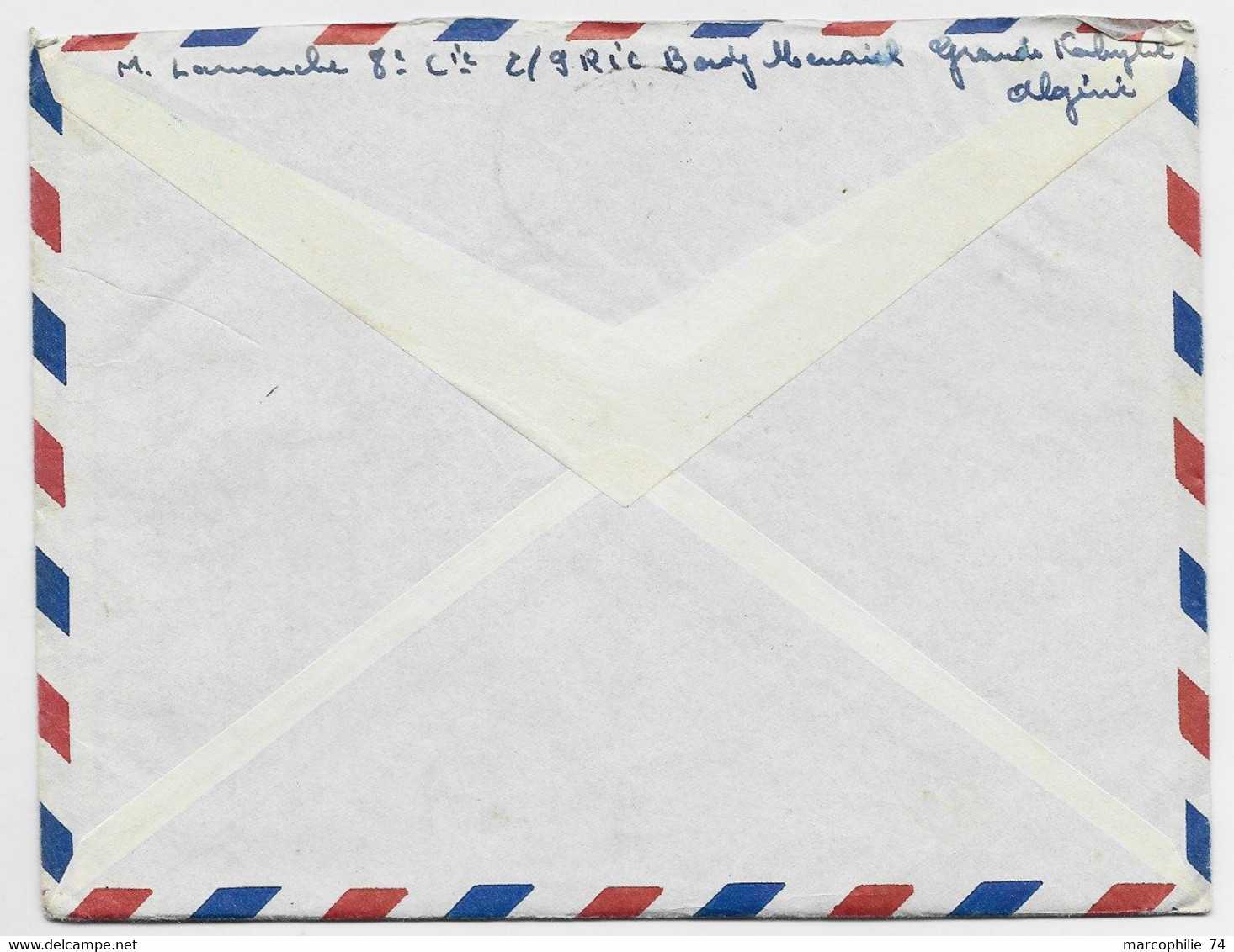 FRANCE GUERRE ALGERIE LETTRE FM AVION BORDJ MENAIEL 13.12.1956 ALGER - Oorlog In Algerije