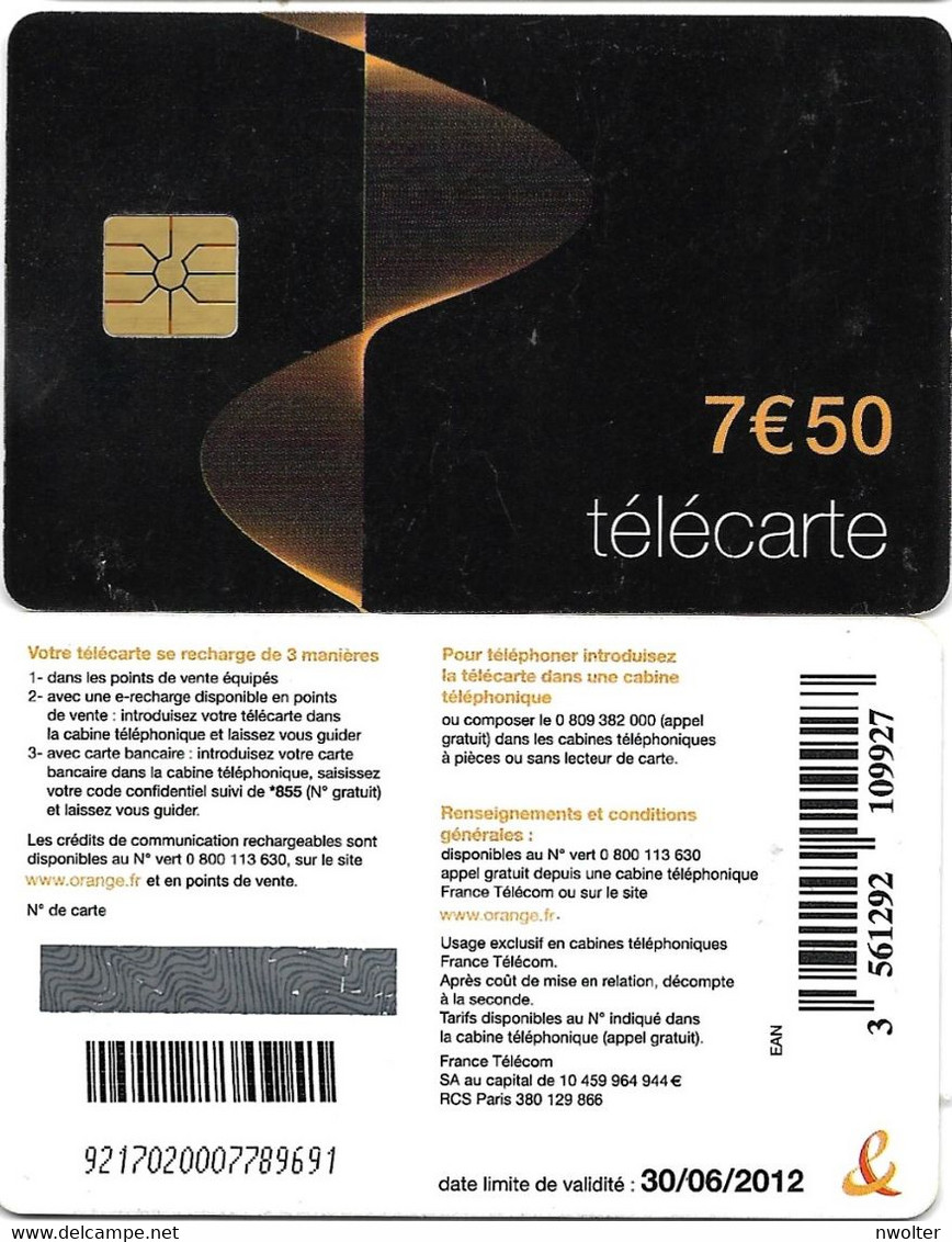 @+ Télécarte Torsades - 7,50€ - GEM1 - 30/06/2012 - Ref : CC-FT6C - 2010