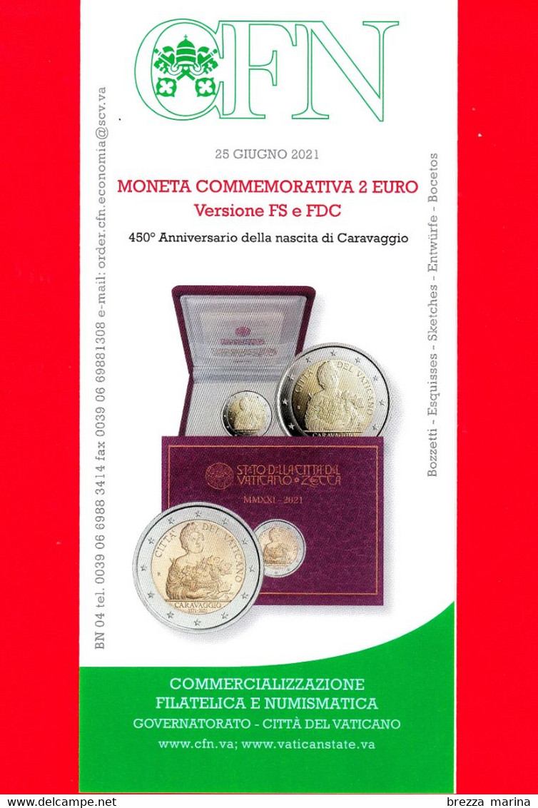 Nuovo - VATICANO - 2021 - Bollettino Ufficiale - Moneta 2 Euro - Caravaggio - BN 04 - Brieven En Documenten