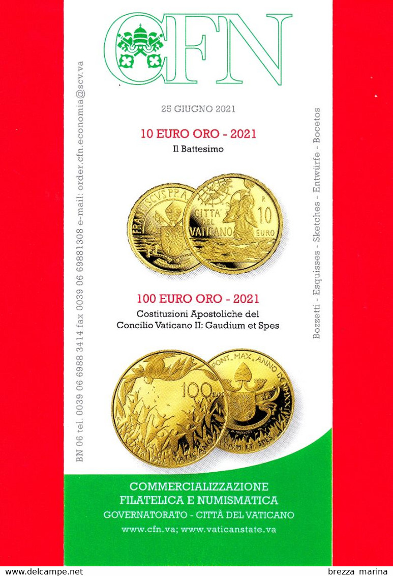 Nuovo - VATICANO - 2021 - Bollettino Ufficiale - Moneta 10 Euro - Battesimo - 100 Euro - Gaudium Et Spes - BN 06 - Covers & Documents