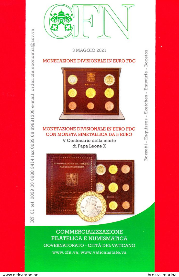 Nuovo - VATICANO - 2021 - Bollettino Ufficiale - Moneta - Monetazione Divisionale In Euro - BN 01 - Lettres & Documents