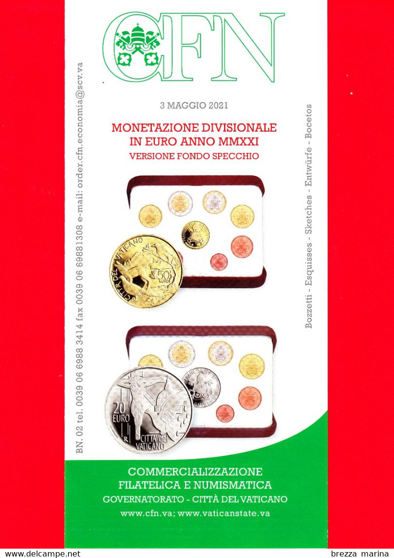 Nuovo - VATICANO - 2021 - Bollettino Ufficiale - Moneta - Monetazione Divisionale In Euro - Fondo Specchio - BN 02 - Cartas & Documentos