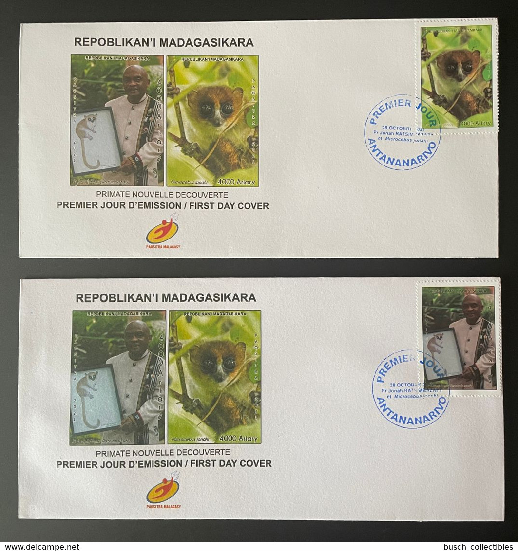 Madagascar Madagaskar 2021 Mi. 2722 - 2723 Lemuriens Lemurs Faune Fauna Microcebus 2 FDC 1er Jour - Apen