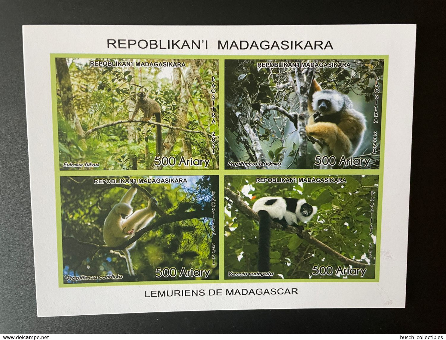 Madagascar Madagaskar 2021 Mi. 2718 - 2721 Bloc Epreuve De Luxe Sheetlet Lemuriens Lemurs Faune Fauna Propithecus 4 Val. - Mono