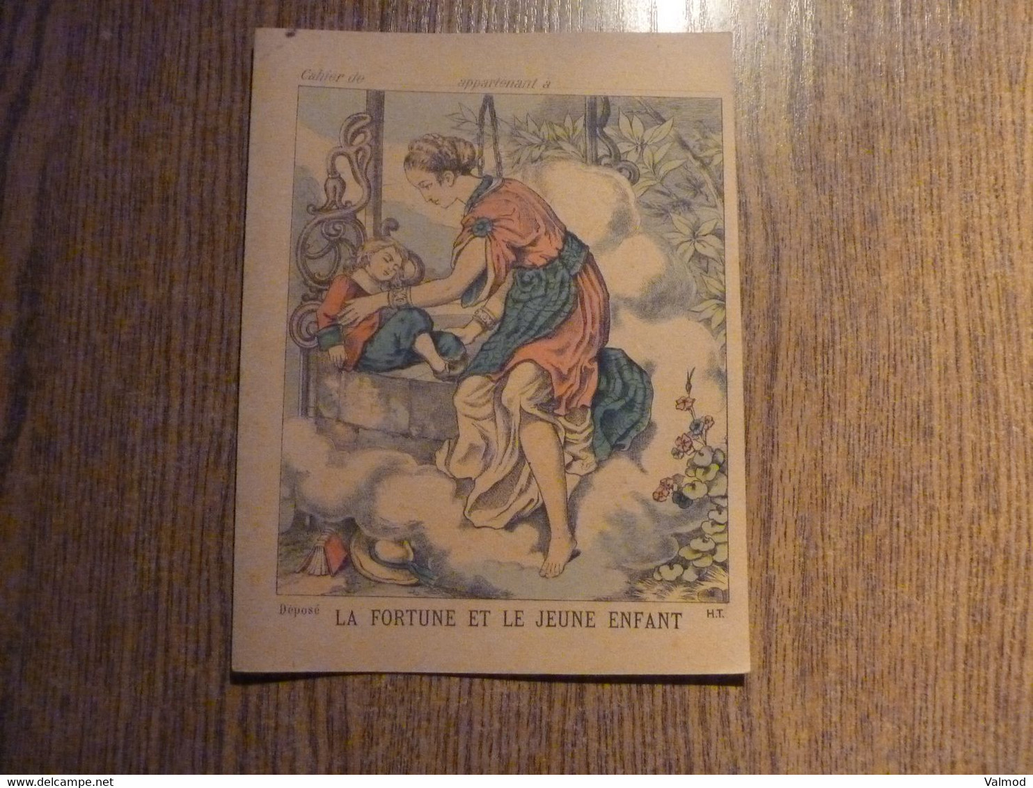 Protège-Cahier/Couverture "La Fortune Et Le Jeune Enfant" - Format Plié 22 Cm X 16,8 Cm Environ. - Protège-cahiers