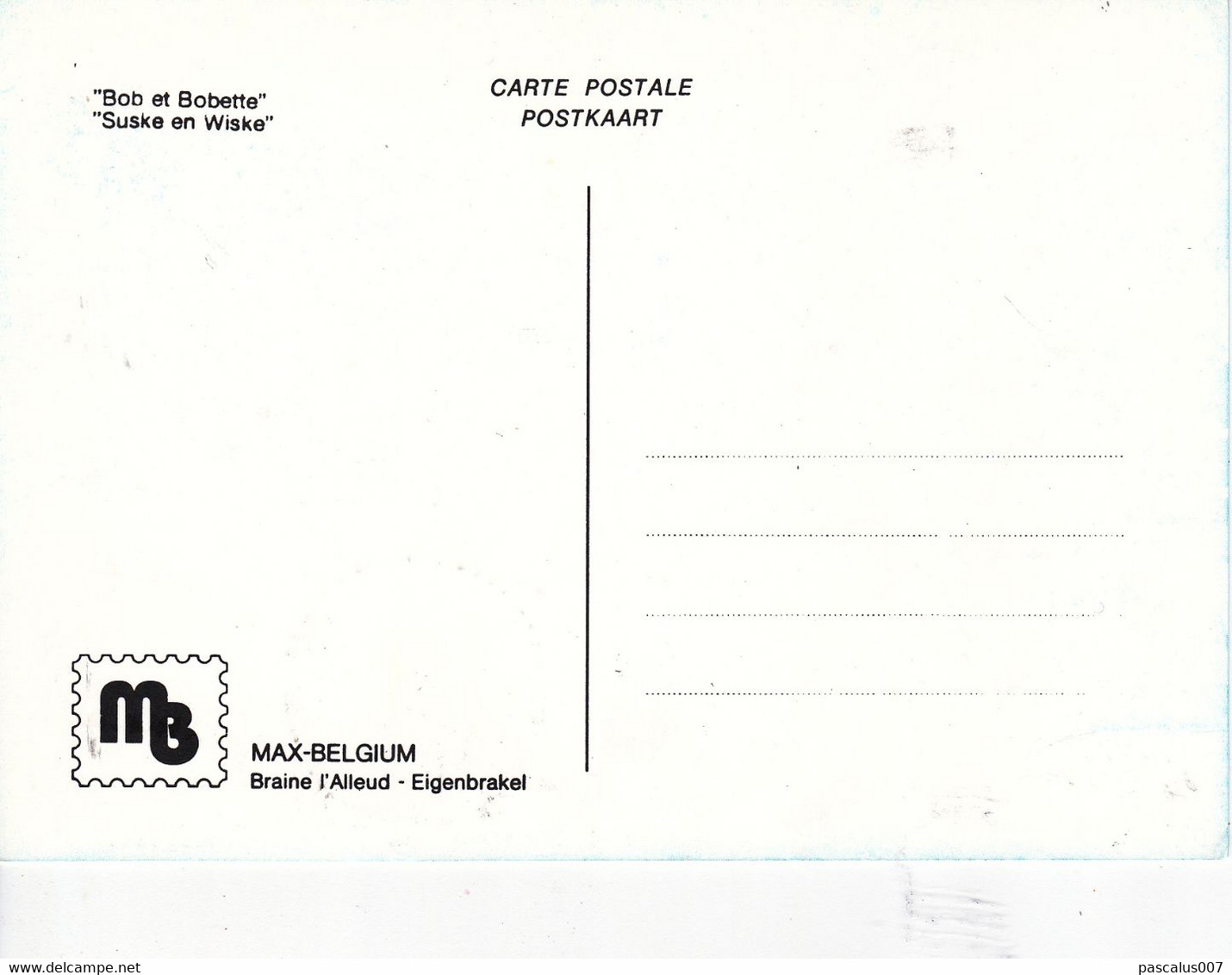 B01-384 2264 BD Carte Maximum Rare Suske En Wiske Bob Et Bobette Vandersteen Willy 3-10-1987 93220 Aarschot - 1981-1990