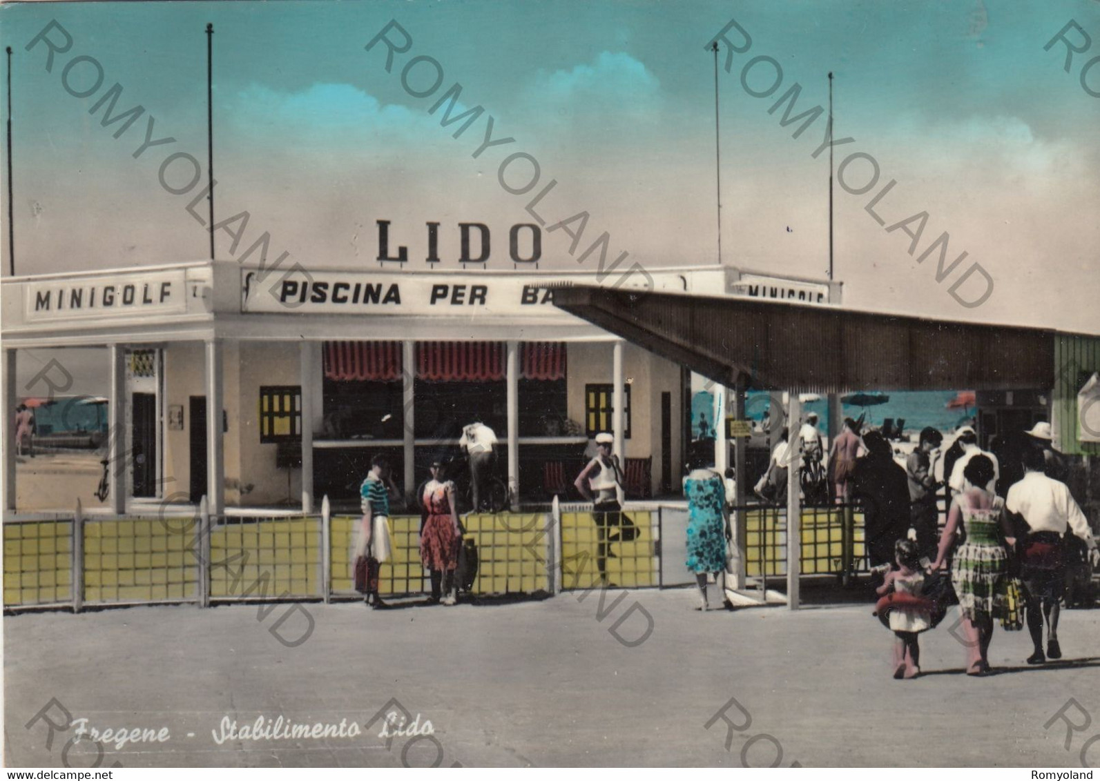 CARTOLINA  FREGENE,FIUMICINO,ROMA,LAZIO,STABILIMENTO LIDO,BELLA ITALIA,MARE,SOLE,ESTATE,VACANZA,SPIAGGIA,VIAGGIATA 1969 - Fiumicino