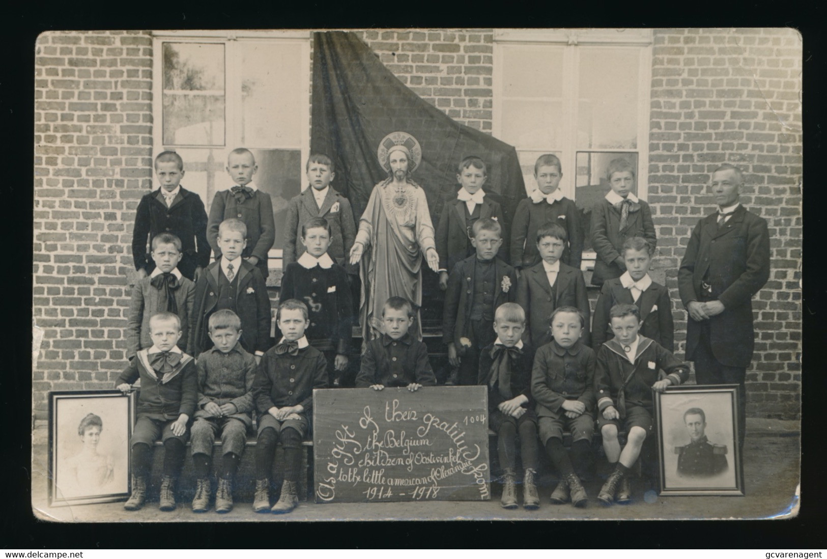 OOSTWINKEL  FOTOKAART  THE BELGIUM CHILDREN OF OOSTWINKEL THO THE LITTLE AMERICAN OF ALEXANDREI 1914_1918   2 SCANS - Zomergem