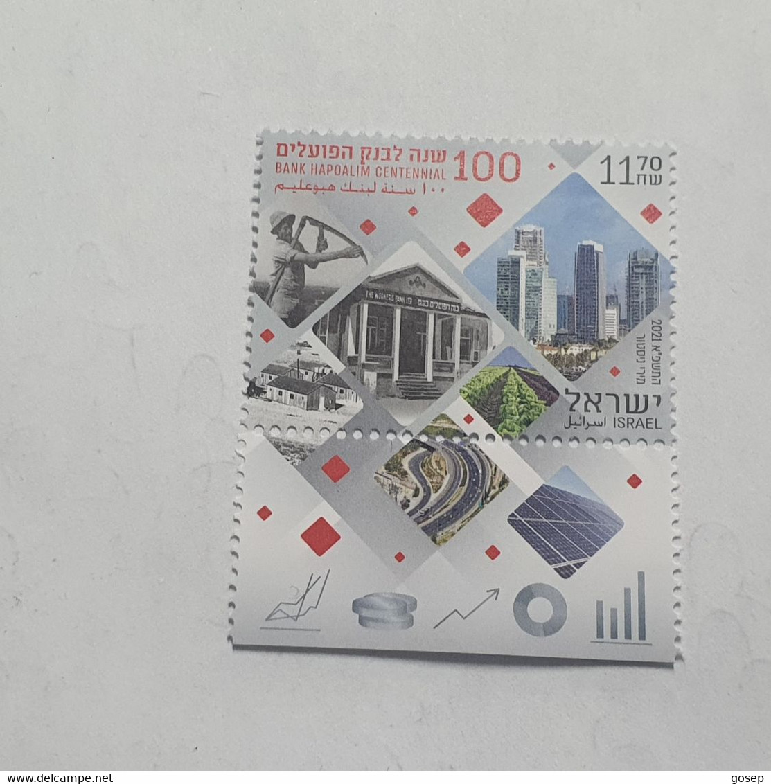 Israel-(IL2621)-100years-bank Hapoalim Centennial(19)-(?)-(11.70₪)-(6/4/21)-mint - Ungebraucht