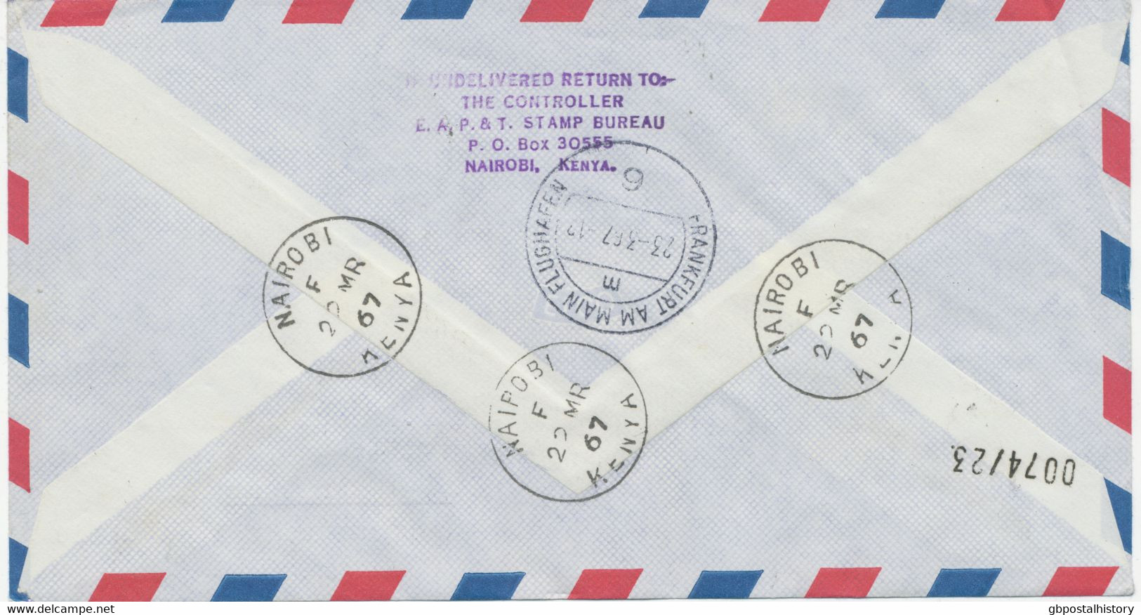 KENYA UGANDA TANZANIA 1967, 21 Th Anniversary Of East African Airways Complete On Superb Registered Express Delivery Air - Kenya, Uganda & Tanzania