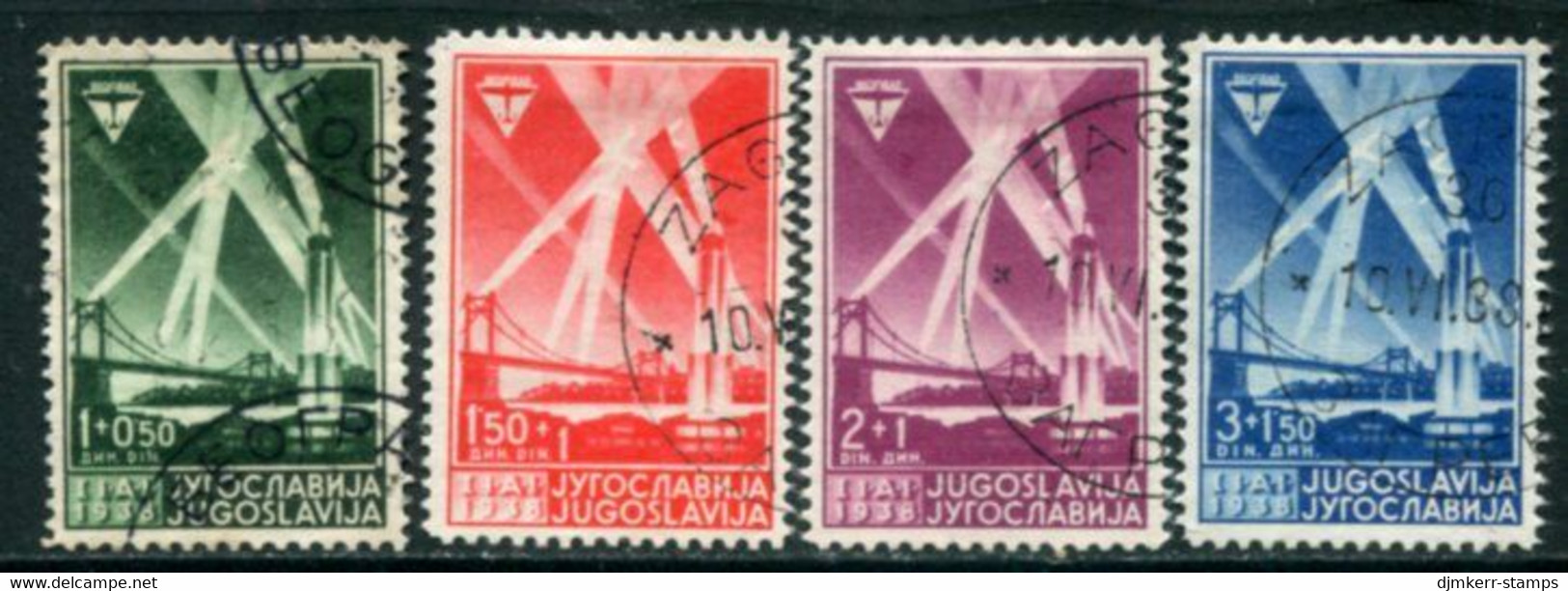 YUGOSLAVIA 1938 International Aviation Exhibition Used.  Michel 354-57 - Gebruikt