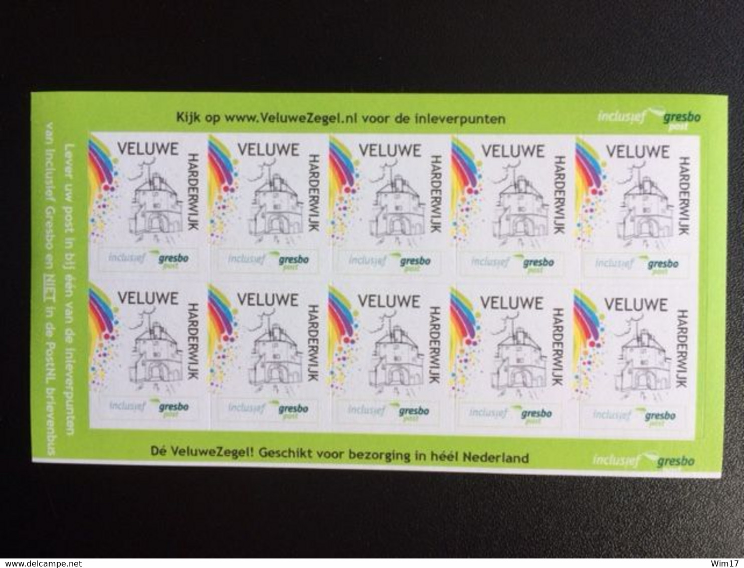 NEDERLAND STADSPOST STREEKPOST VELUWE HARDERWIJK VELLETJE VAN 10 NIEUWPRIJS 8,70 REGIONAL ISSUE SHEET OF 10 STAMPS - Ungebraucht