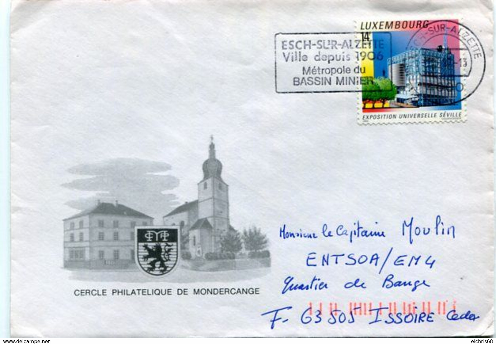 566  Enveloppe Oblitérée Esche Sur Alzette - Storia Postale