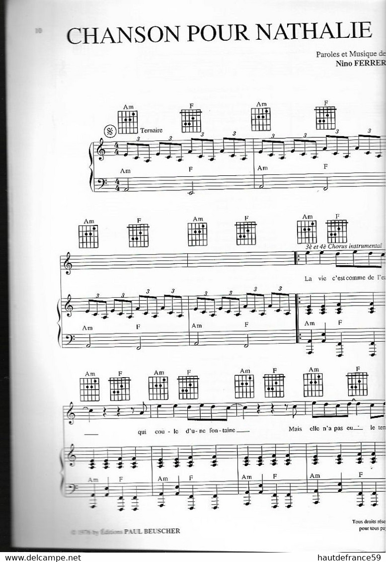 RARE  Partitions  Dessins De Nino Ferrer - Beuscher Arpège - Gesang (solo)
