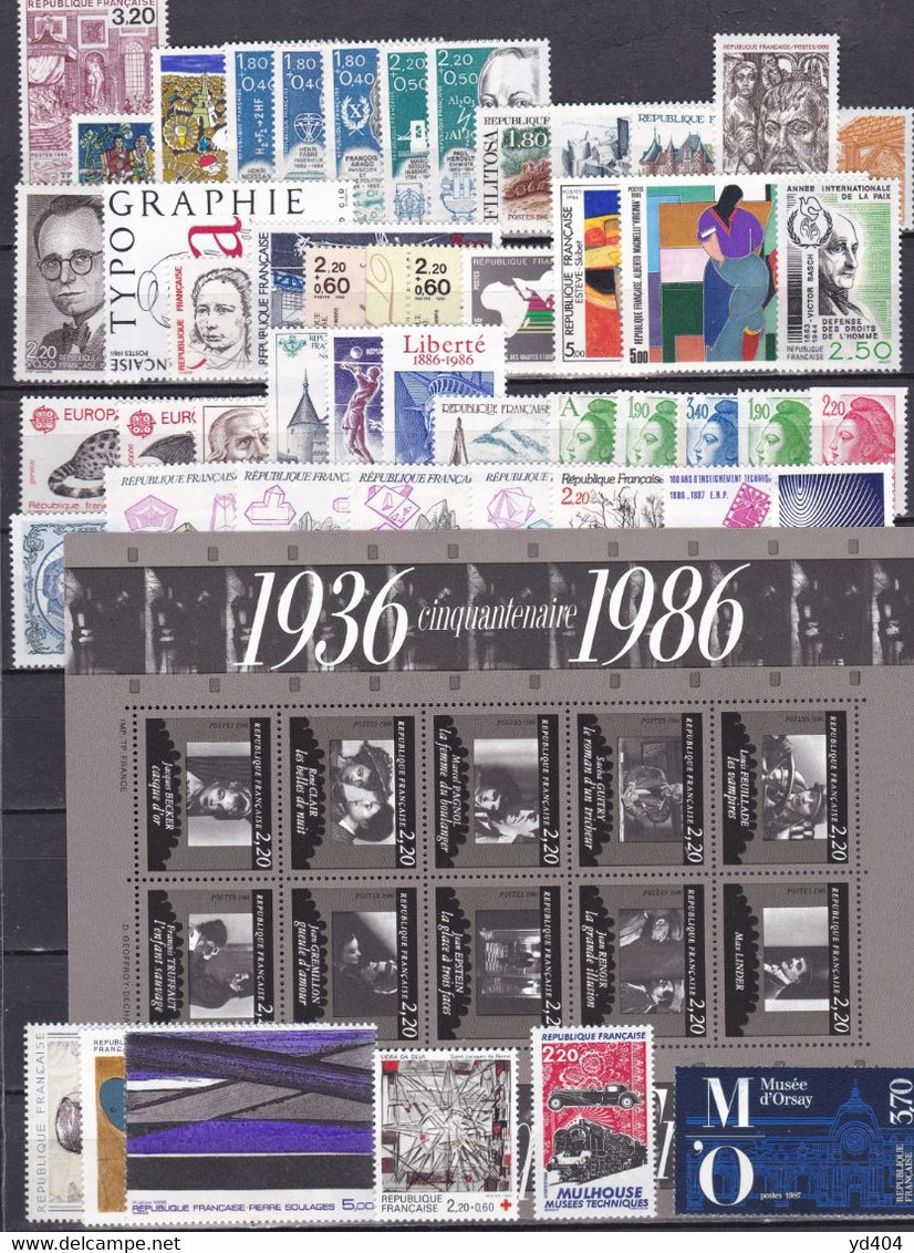 FR1500- FRANCE – 1986 – FULL YEAR SET – Y&T # 2393/2451 MNH 85 € - 1980-1989