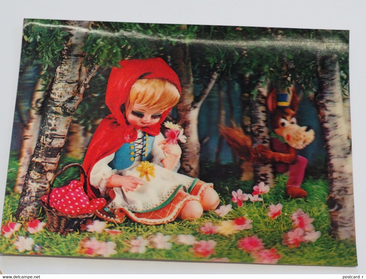 3d 3 D Lenticular Stereo Postcard Red Riding Hood  A 214 - Stereoscopische Kaarten