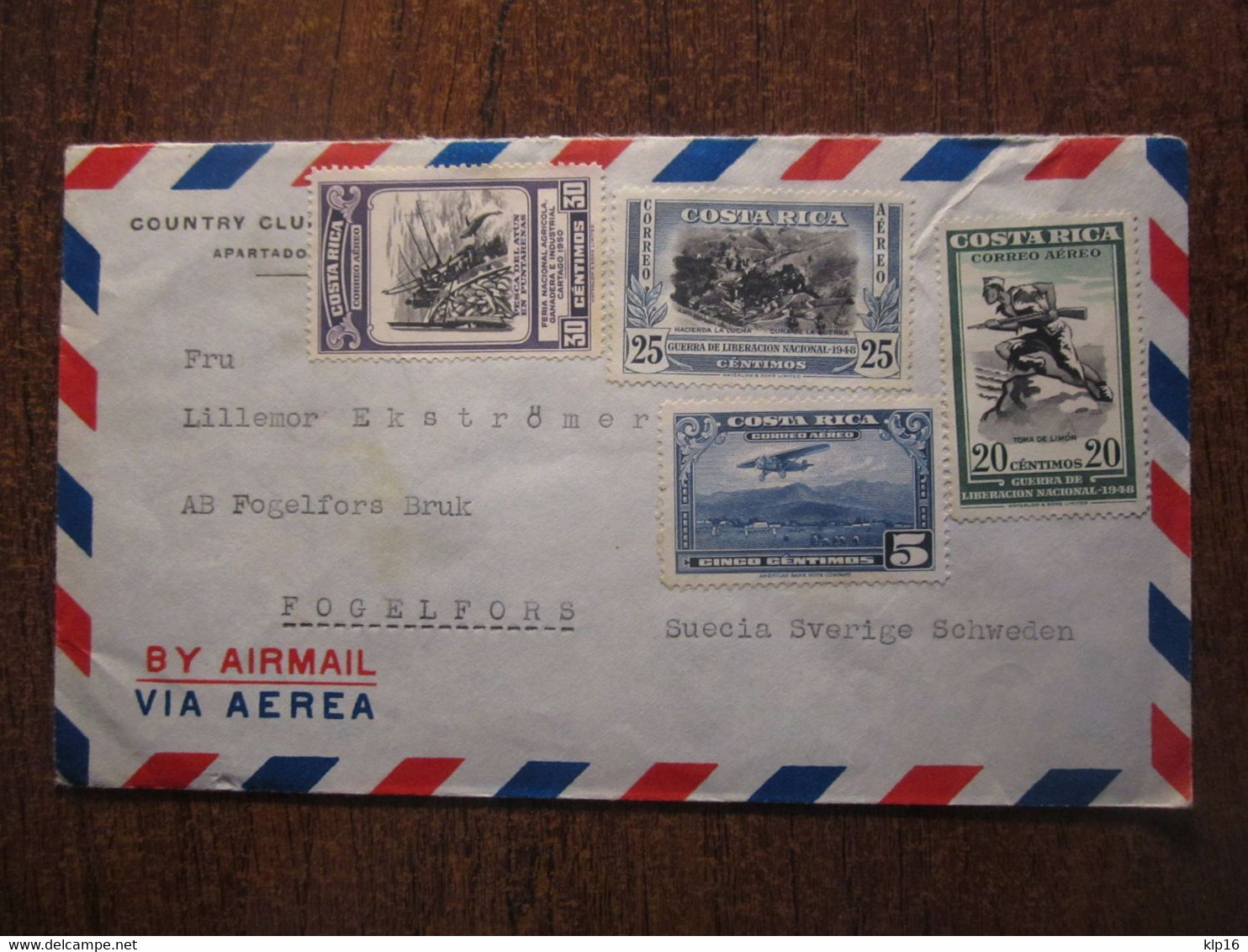 1952 COSTA RICA COVER - Costa Rica