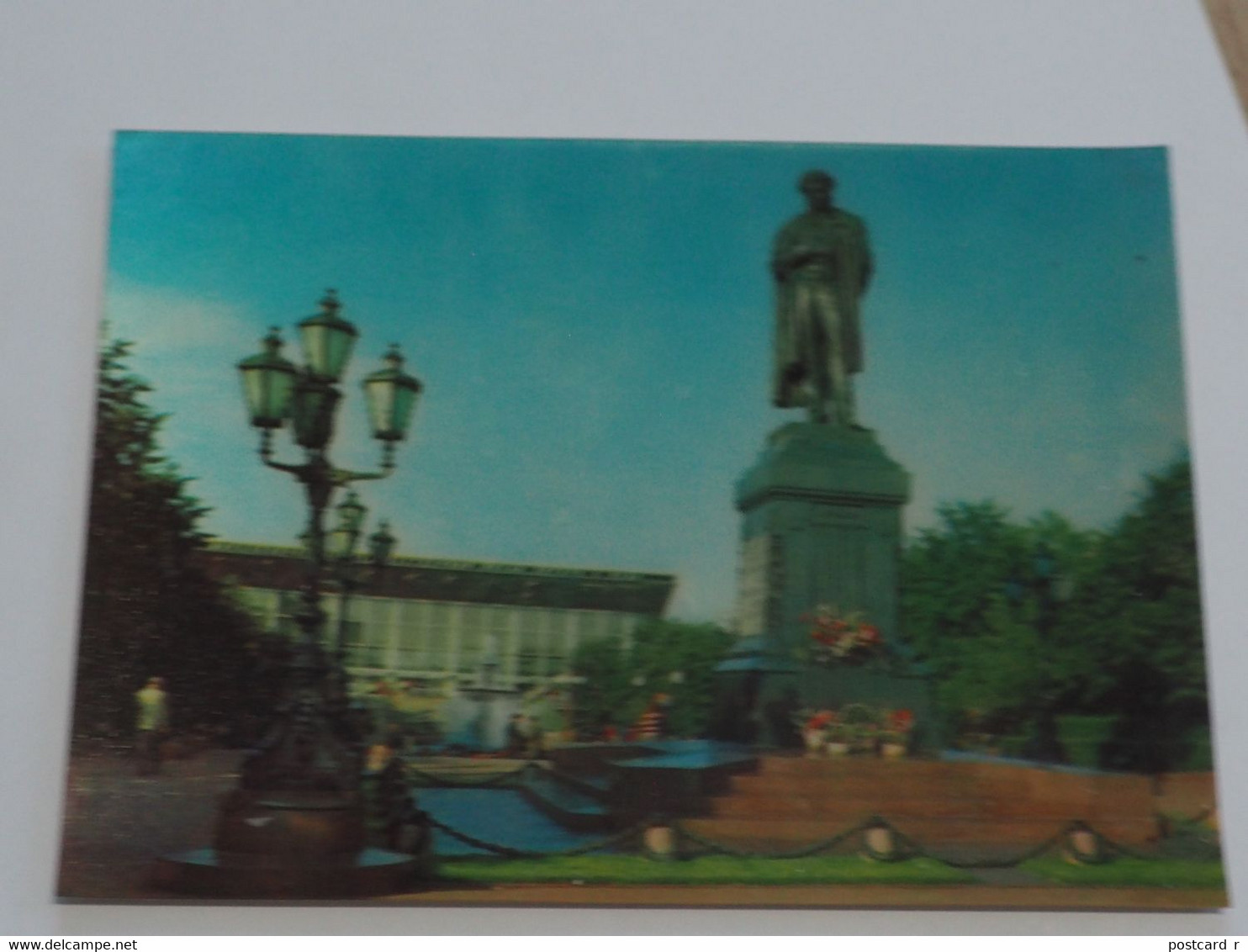 3d 3 D Lenticular Stereo Postcard Moscow Monument Pushkin     A 215 - Stereoscope Cards