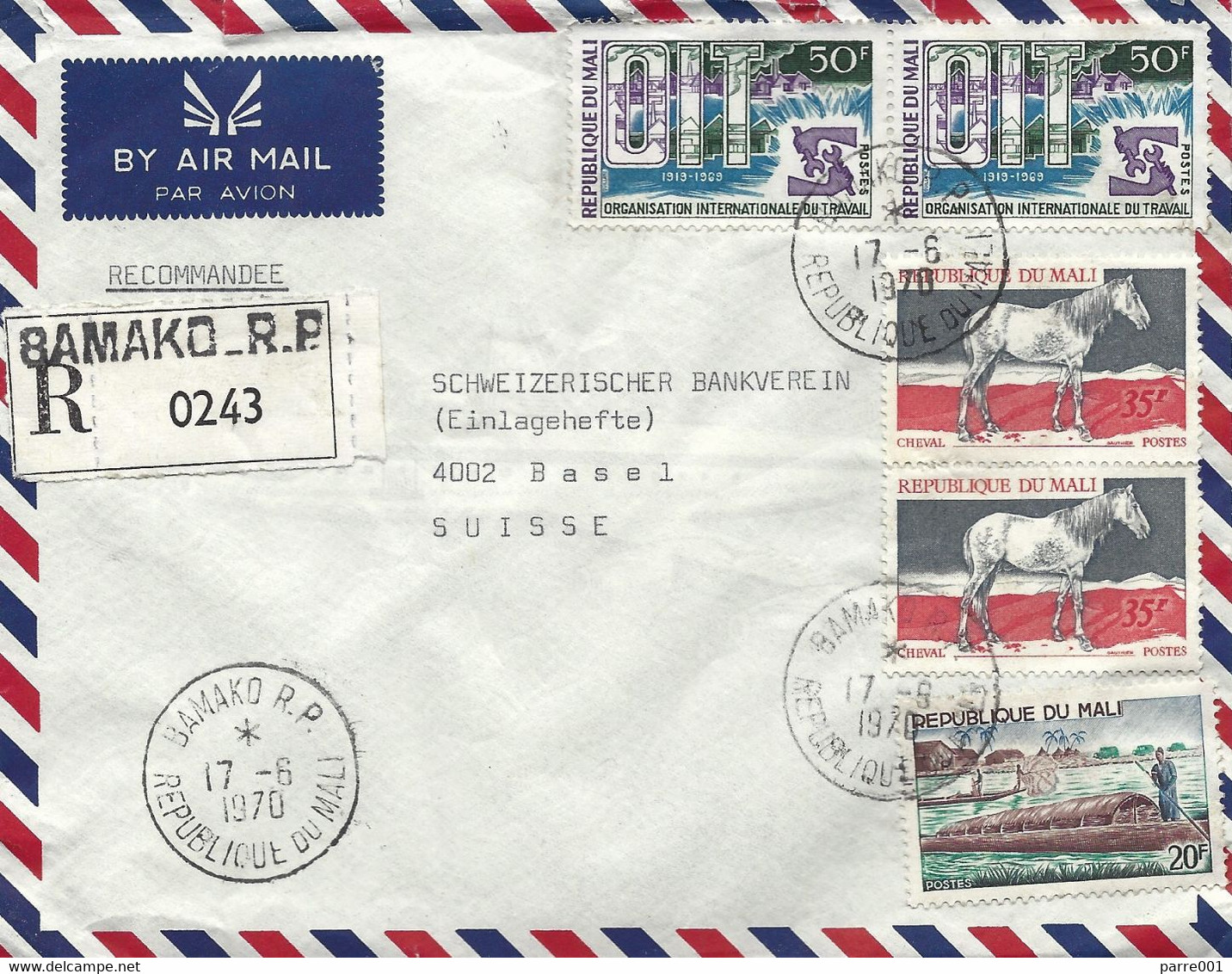 Mali 1970 Bamako International Labour Organisation ILO Horse Canoe Registered Cover - OIT