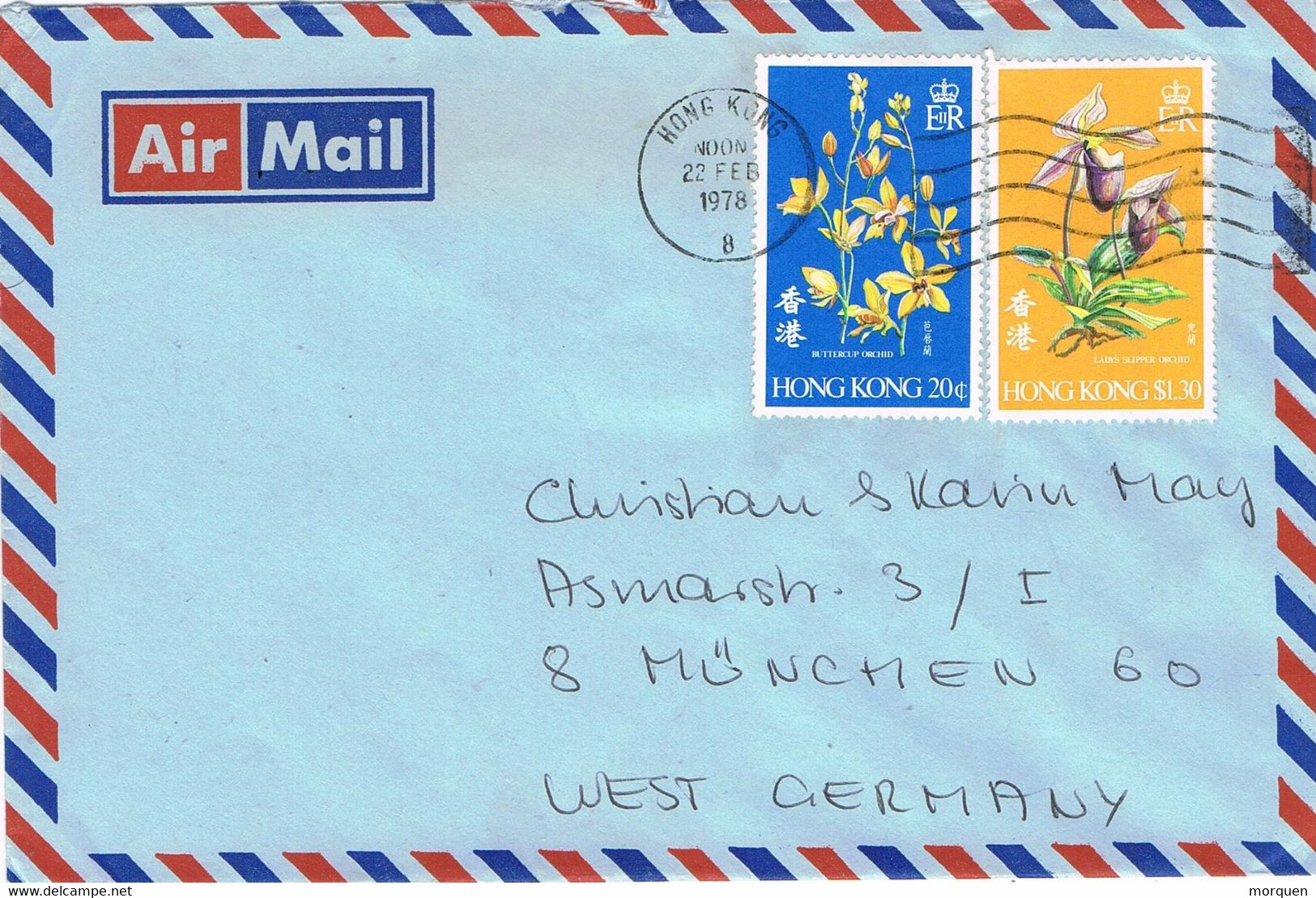 43624. Carta Aerea HONG KONG 1978 To Germany. Stamp Plantas - Brieven En Documenten