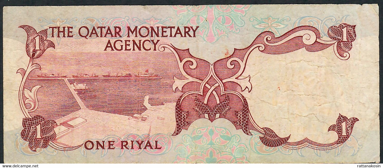 QATAR P1 1 RIYAL 1973 Signature 1   FIRST NOTE IN THE COUNTRY  FINE/Better - Qatar