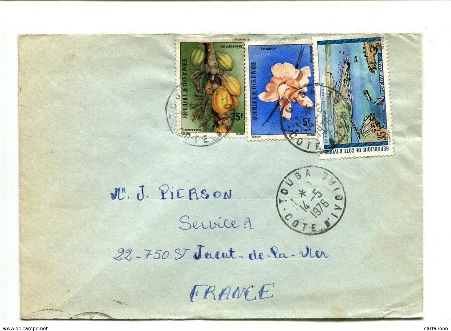 COTE D'IVOIRE Touba 1976 - Affranchissement Sur Lettre  - Fleurs Cacao Coton / Pont - Côte D'Ivoire (1960-...)