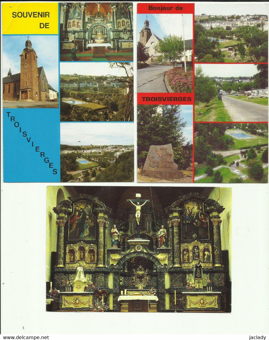 Troisvièrges (3 Cartes) -- Bonjour DeTroisvièrges Souvenir DeTroisvièrges Et Eglise Franciscaine Du XVIIe .   ( 2 Scans) - Ulflingen